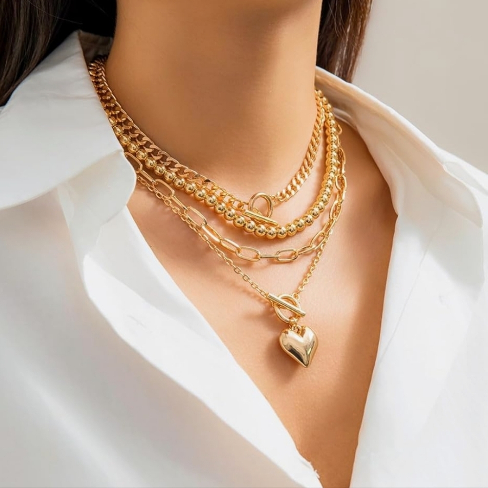 Layered Gold Necklace Set NWOT